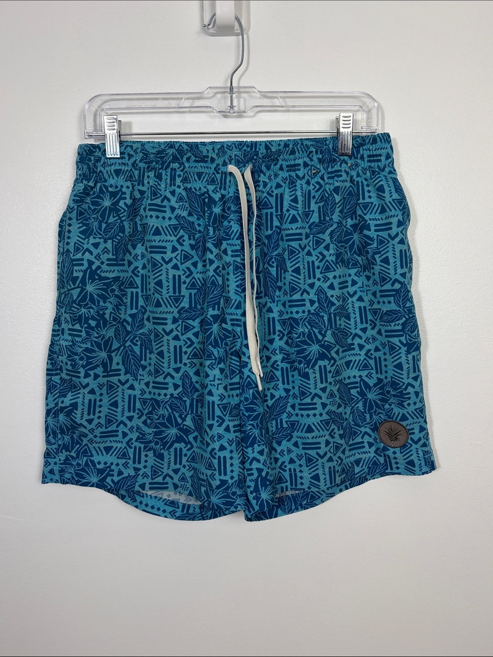 Chubbies Blue Hawaiian Lined Men’s Medium 7” Inseam Swim Trunk Shorts Drawstring